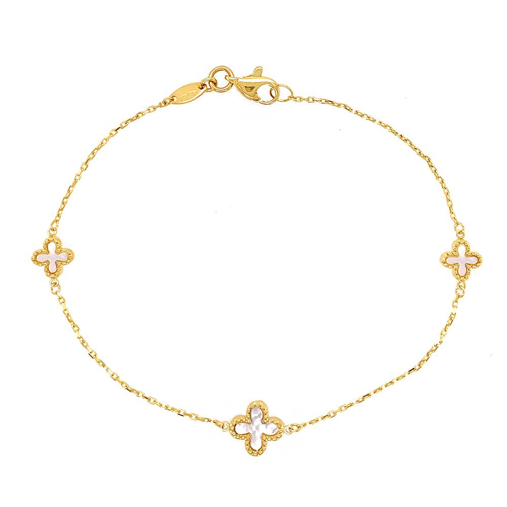 9ct Gold Mother Of Pearl Quatrefoil Bracelet