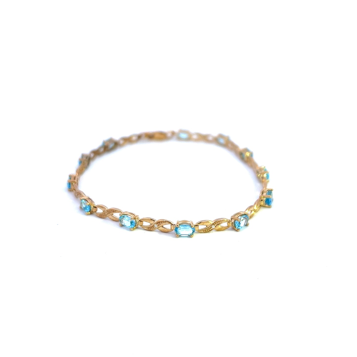 9ct Yellow Gold Topaz and Diamond Bracelet