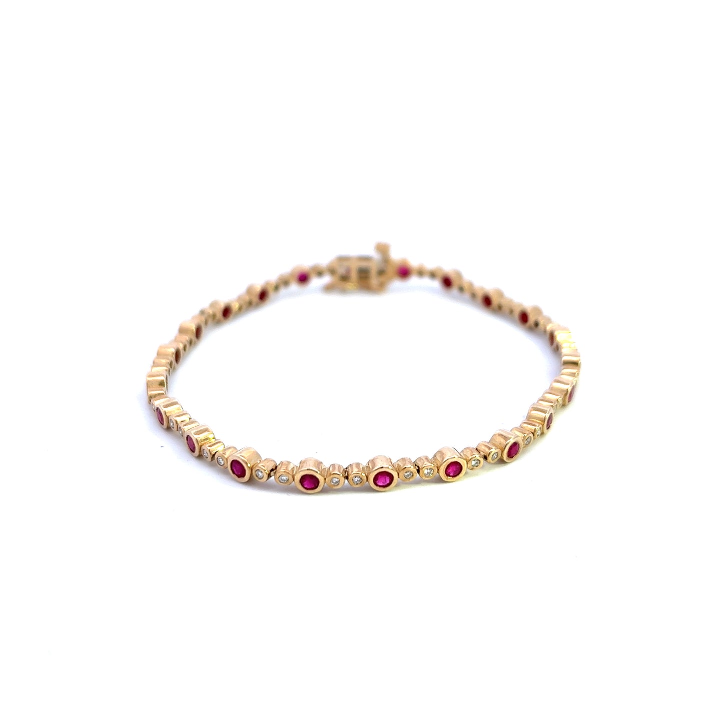 9ct Yellow Gold Ruby and Diamond Bracelet