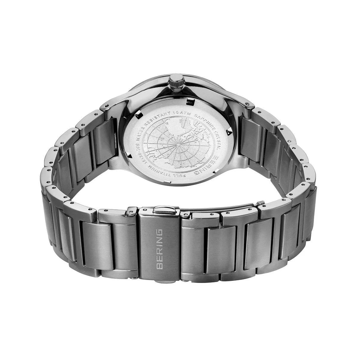 Bering Round Grey Dial Titanium Bracelet Watch 15139-709