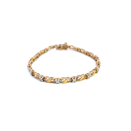 9ct Yellow Gold Diamond Bracelet