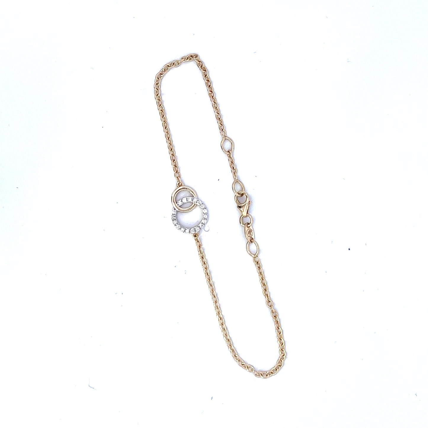 9ct Yellow Gold Diamond Circle Interlink Bracelet