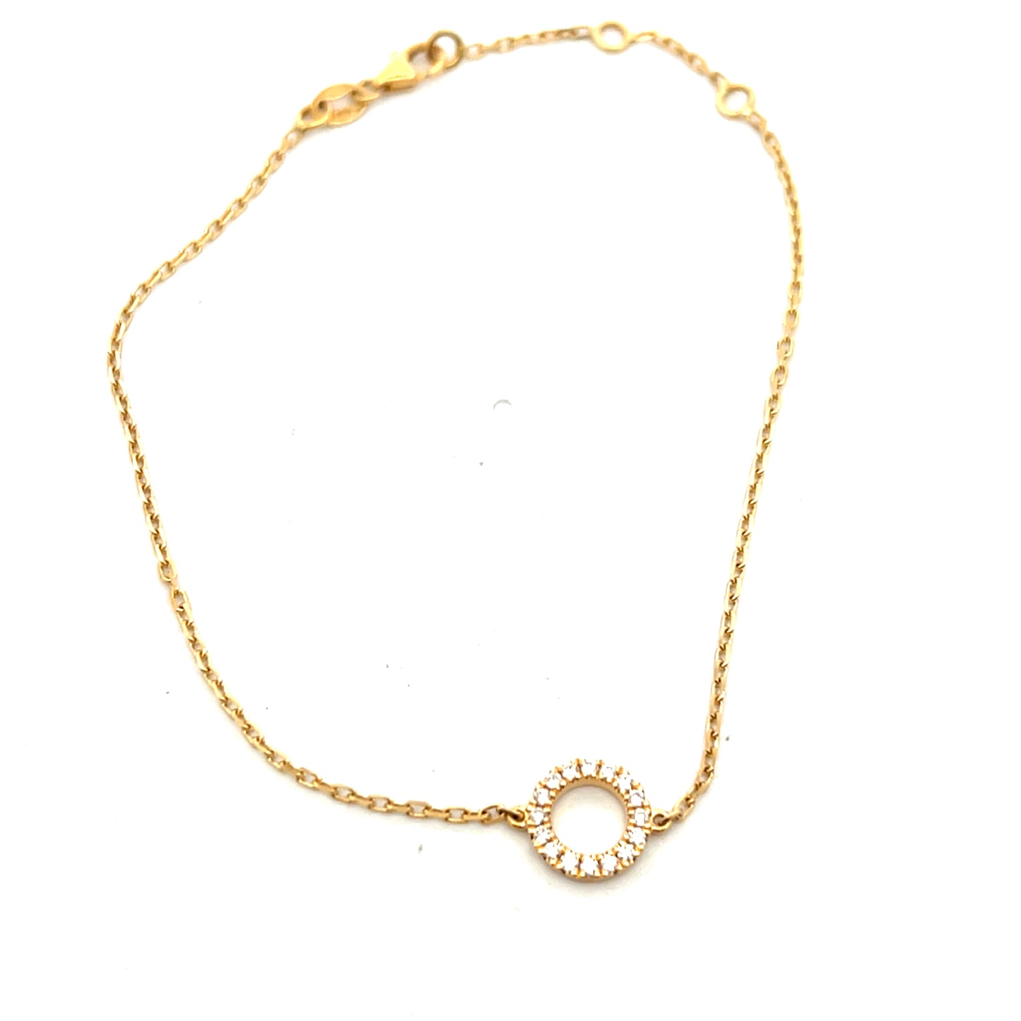 18ct Yellow Gold Diamond Circle Trace Chain Bracelet