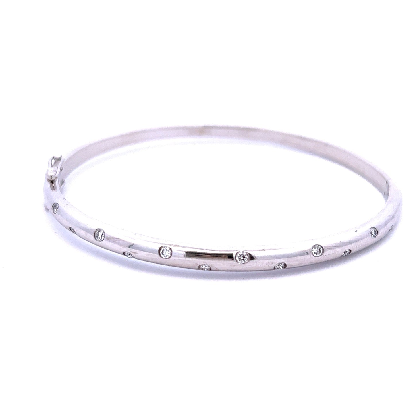 9ct White Gold Scattered Diamond Bangle