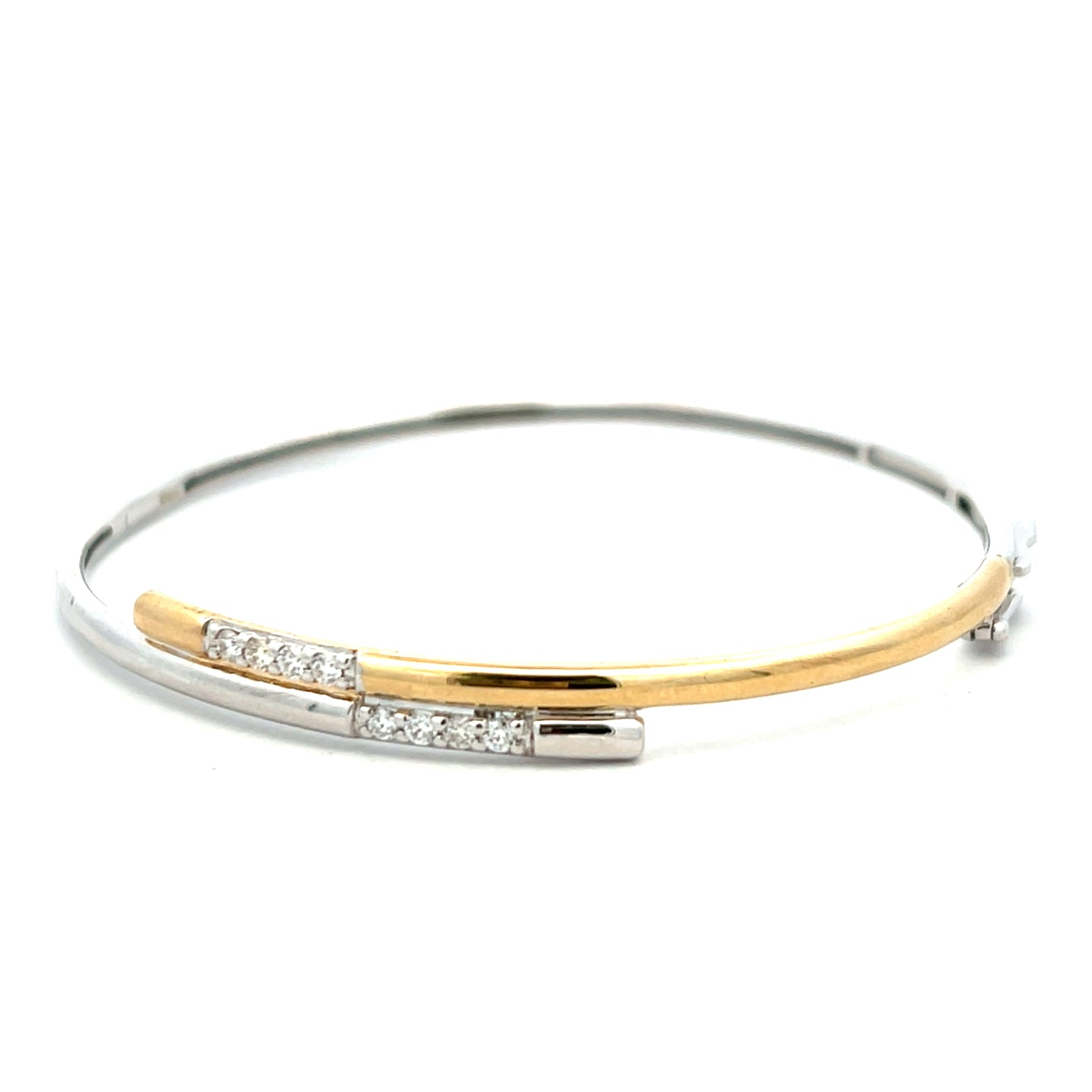 9ct Yellow and White Gold Crossover Diamond Bangle