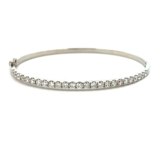 Platinum 25 Brilliant Cut Diamonds Hinged Bangle