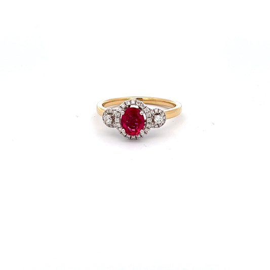 18ct Yellow Gold Ruby and Diamond Ring