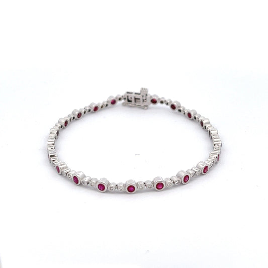 9ct White Gold Ruby and Diamond Bracelet