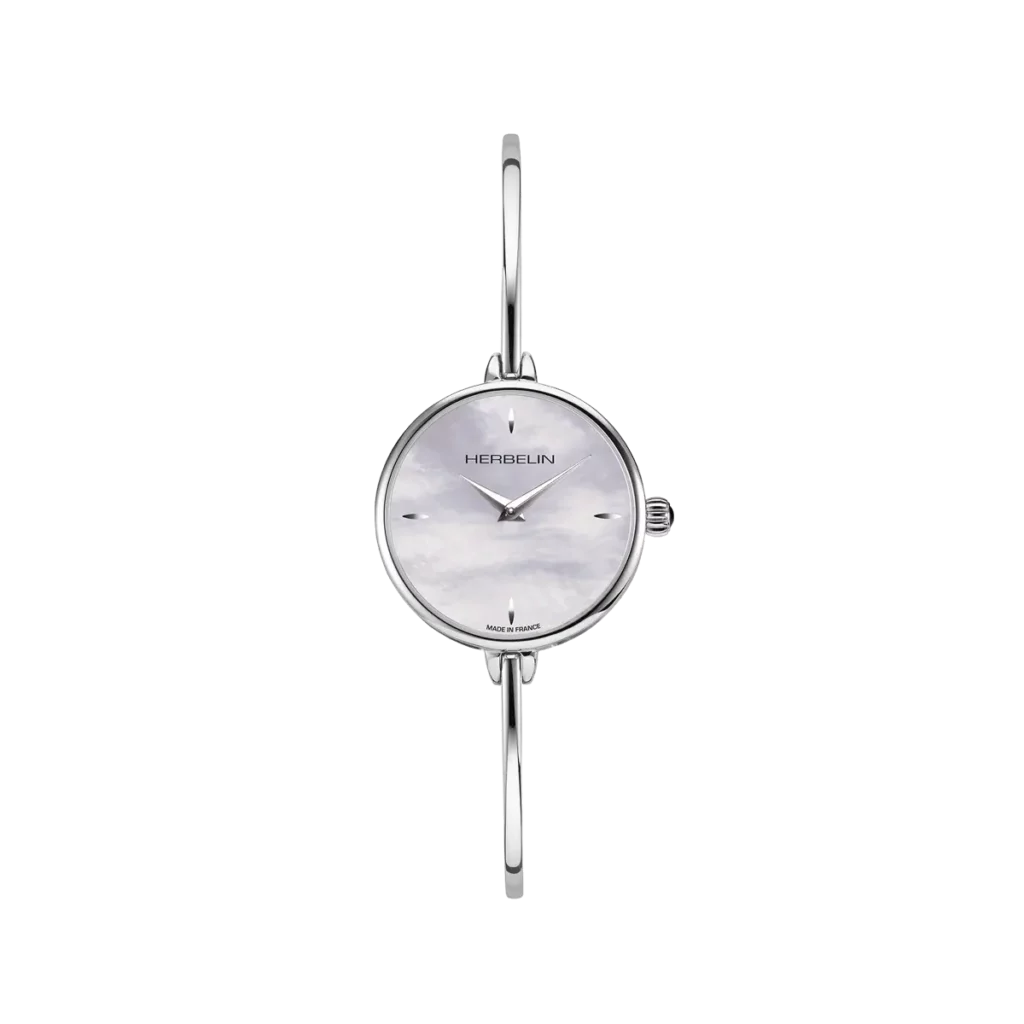 Herbelin Fil Round Mother Of Pearl Steel Bangle Watch 17206B19
