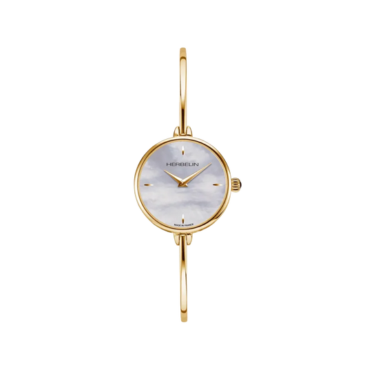 Herbelin Fil Round Mother Of Pearl Yellow PVD Bangle Watch 17206BP19