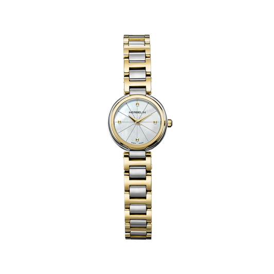 Herbelin Lady H Quartz White Mother of Pearl Two Tone Bracelet Watch 17312BT1N19