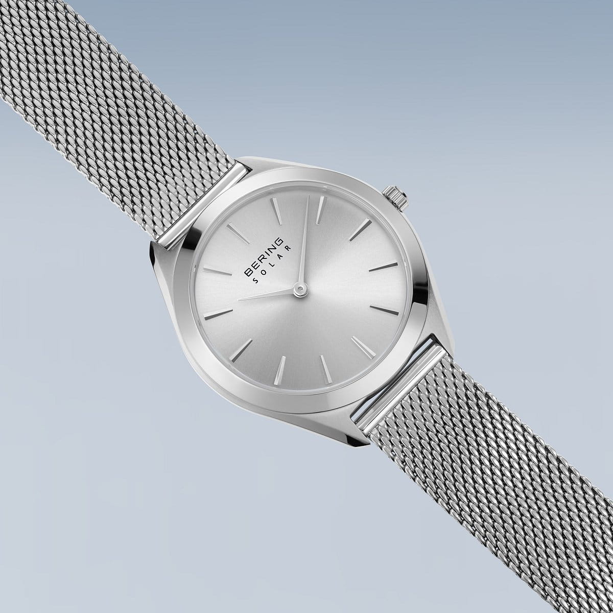 Bering Solar Stainless Steel Metallic Dial Mesh Bracelet Watch 17331-000