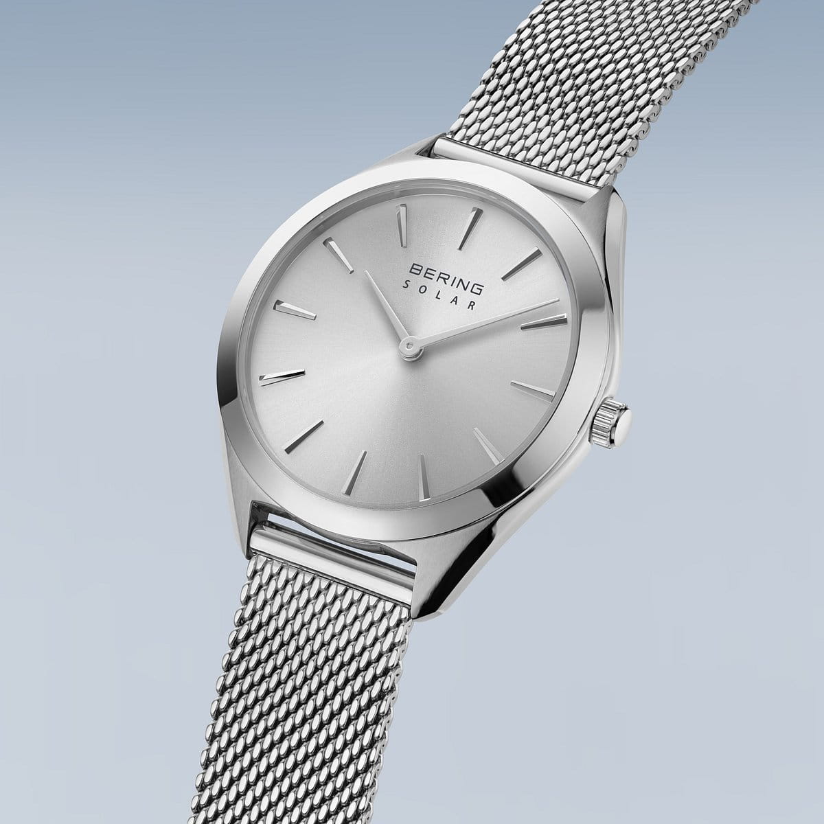Bering Solar Stainless Steel Metallic Dial Mesh Bracelet Watch 17331-000