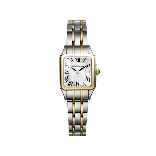 Herbelin Bi-Metal Square Roman Numeral Dial Mini Luna Bracelet 17407BT08