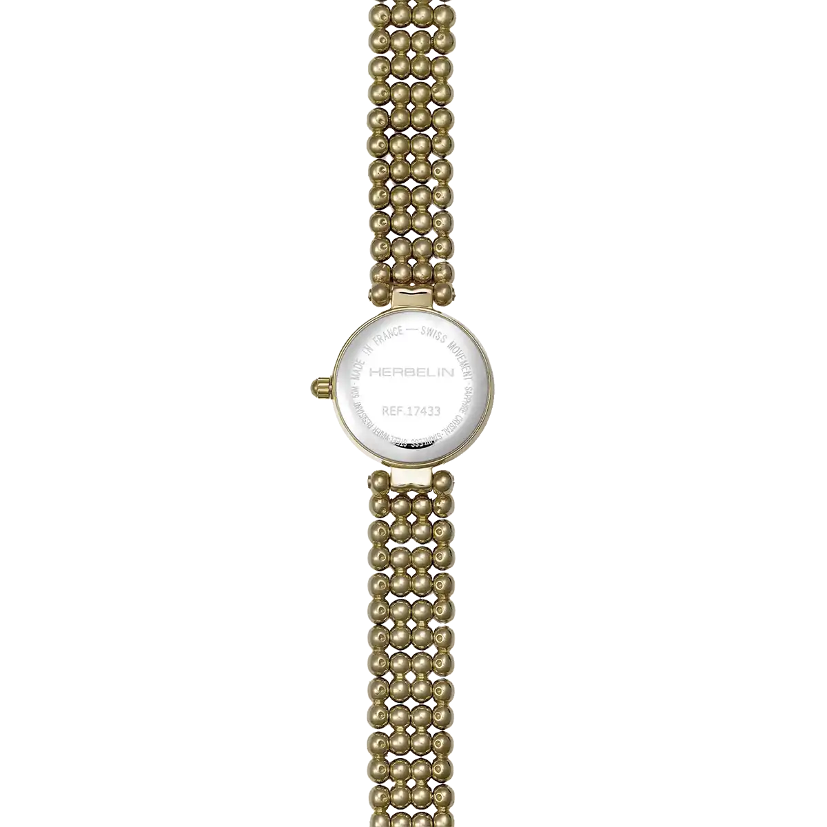 Herbelin Ladies Perles Quartz Yellow Gold PVD Diamond Watch 17433BP1N89