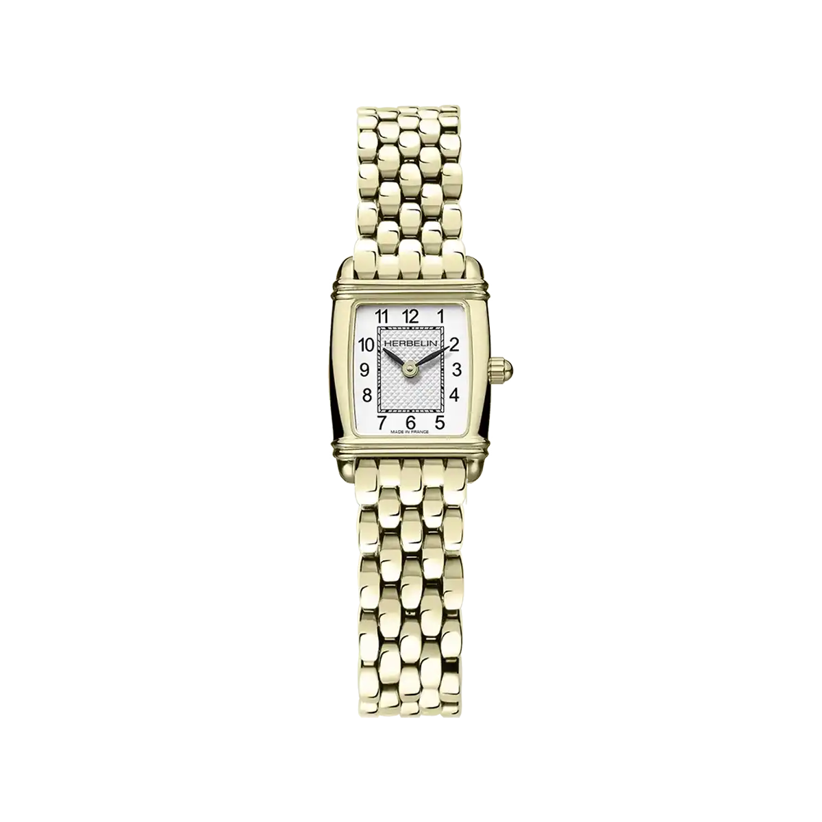Herbelin Ladies Art Deco Tonneau Yellow Gold PVD Bracelet Watch 17438BP1N22