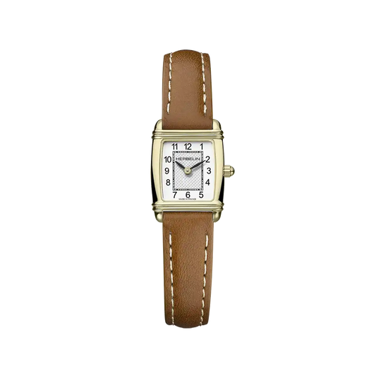 Herbelin Art Deco Arabic Mini Tonneau Strap Watch 17438P1N22GD