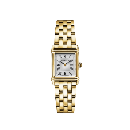 Herbelin Art Deco Rectangular Roman Numeral Dial Yellow PVD Watch 17478BP08