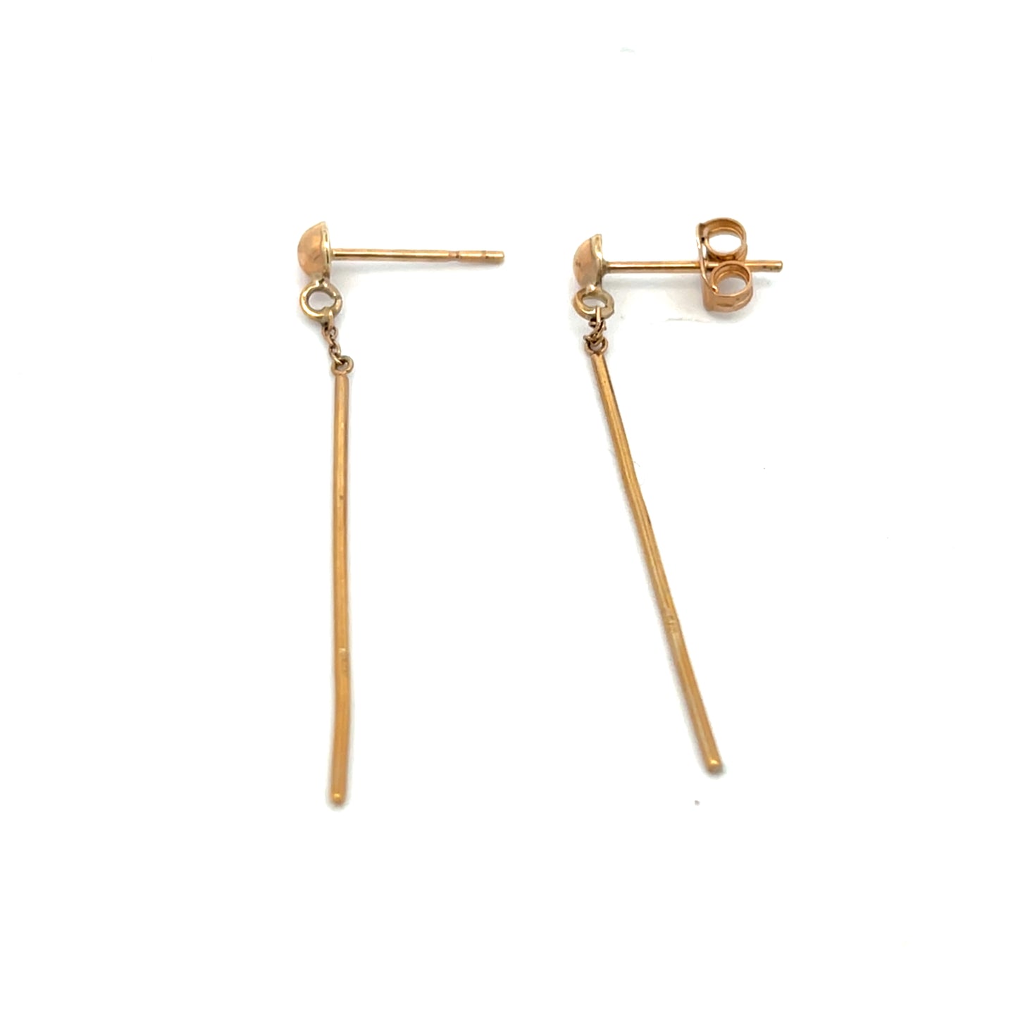 9ct Yellow Gold Slim Tube Dropper Earrings