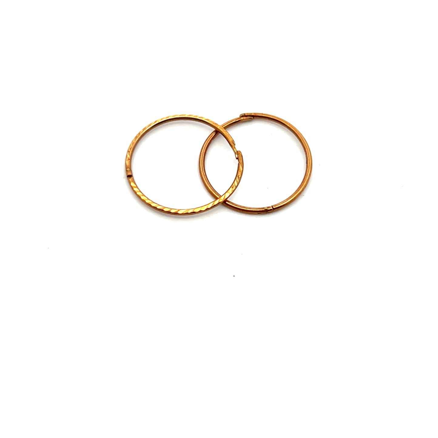 9ct Yellow Gold 16mm Diamond Cut Sleeper Hoop Earrings