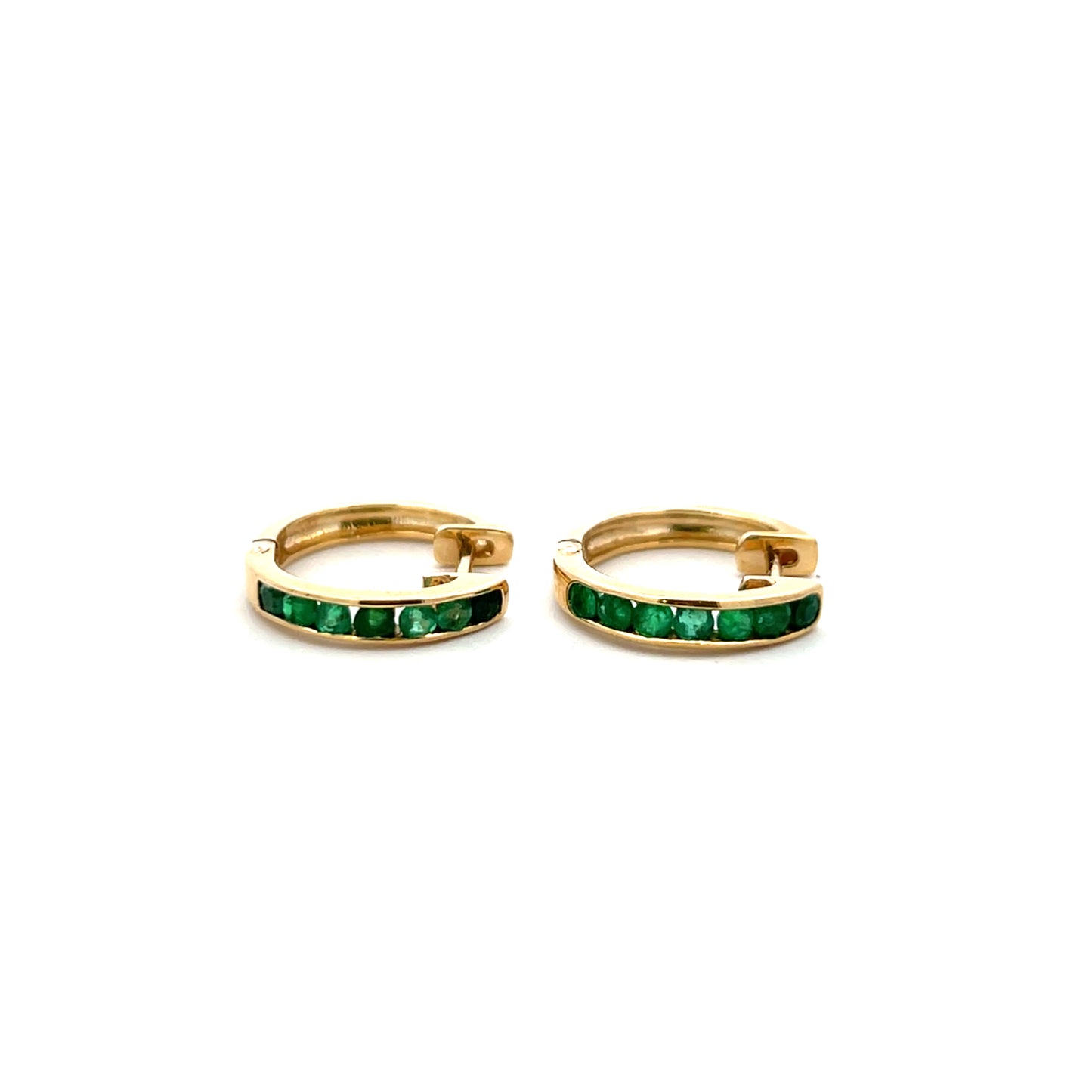 9ct Yellow Gold Emerald Hinged Hoop Earrings
