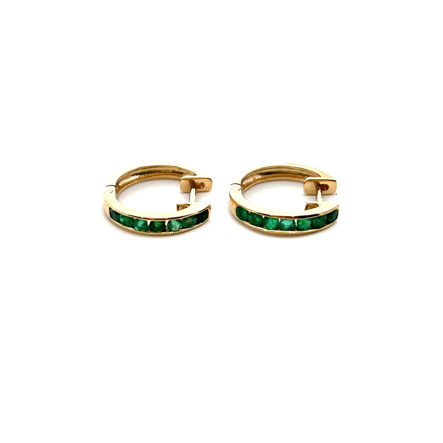 9ct Yellow Gold Emerald Hinged Hoop Earrings
