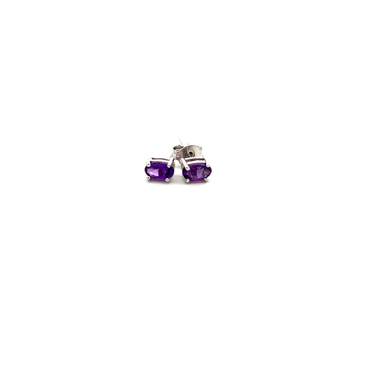 9ct White Gold Oval Amethyst Stud Earrings