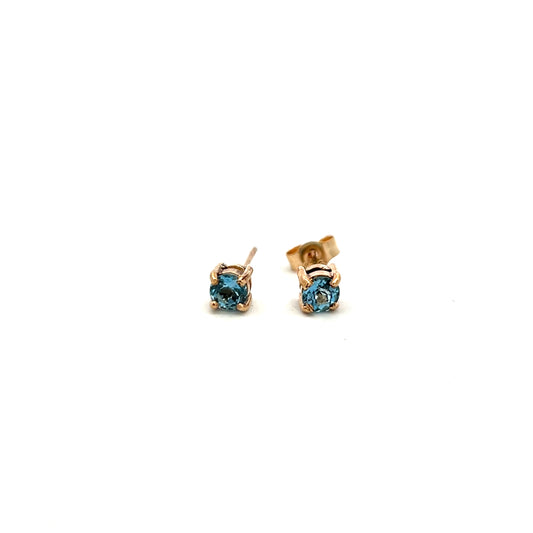 9ct Yellow Gold Aquamarine Stud Earrings