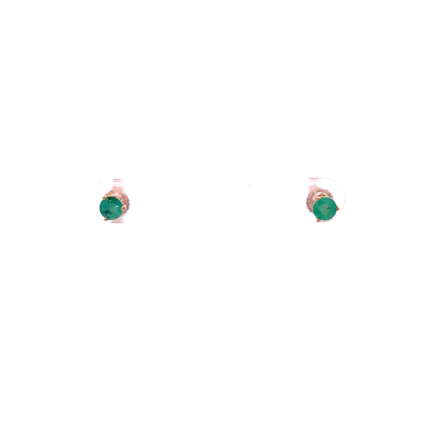 9ct Yellow Gold 3 Claw Emerald Stud Earrings