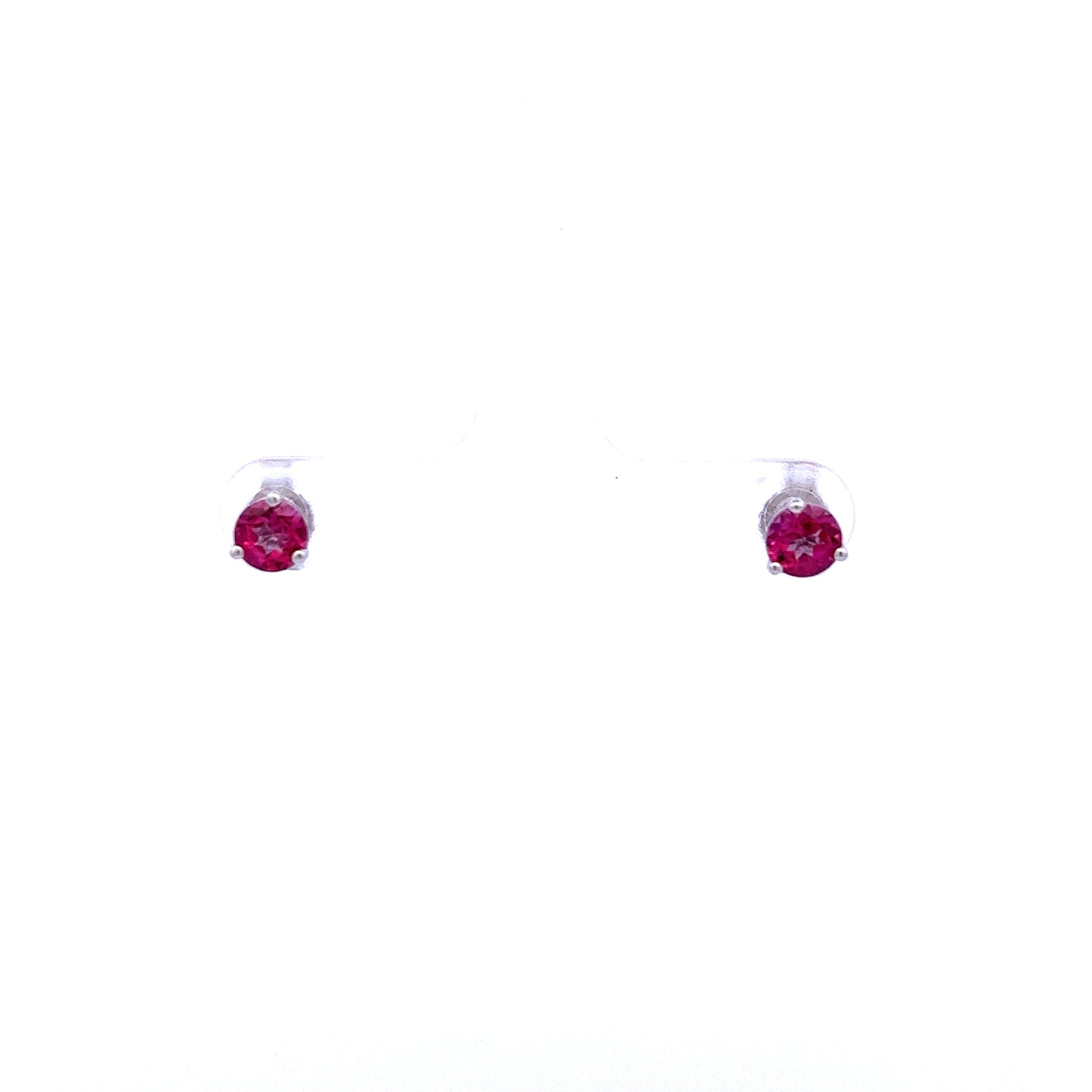 9ct White Gold 3 Claw Pink Topaz Stud Earrings