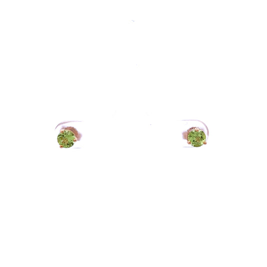 9ct Yellow Gold 3 Claw Peridot Stud Earrings