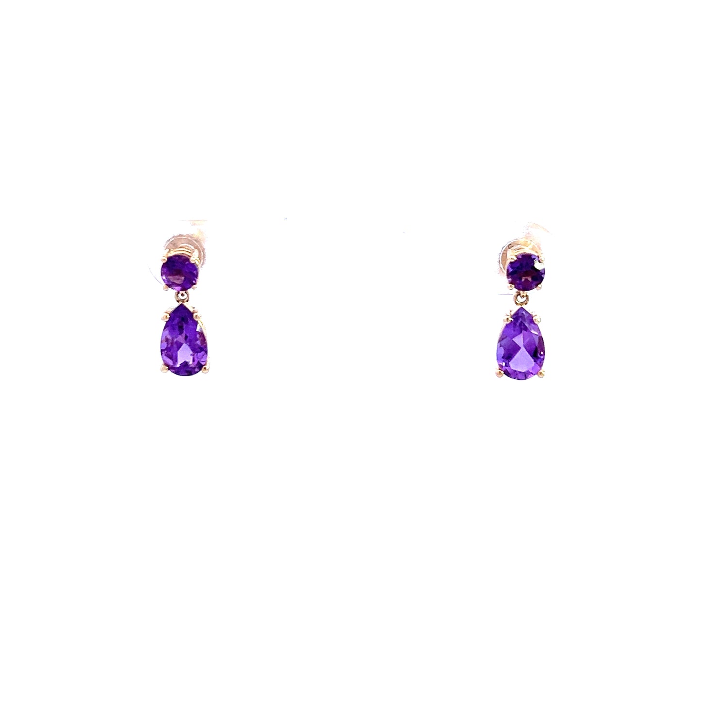 9ct Yellow Gold Amethyst Drop Earrings
