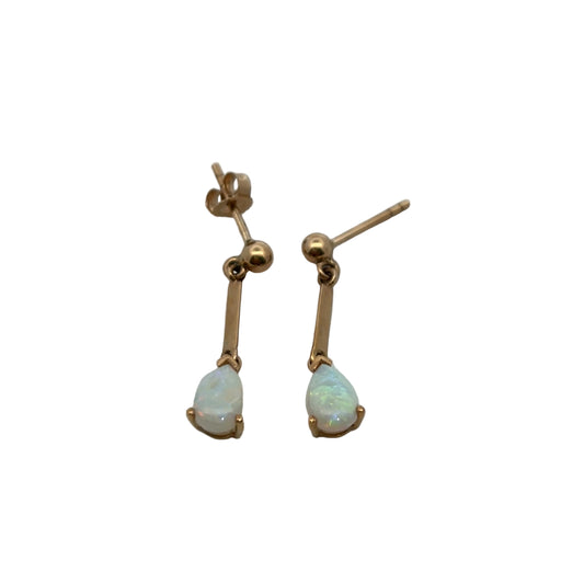 9ct Yellow Gold Teardrop Opal Drop Earrings