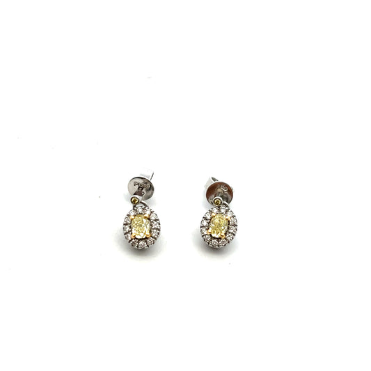 Platinum Yellow Diamond Drop Earrings