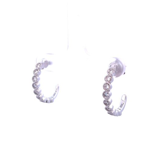 18ct White Gold Diamond Half Hoop Earrings