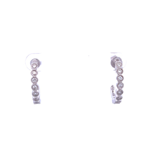 18ct White Gold Diamond Half Hoop Earrings