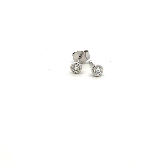 18ct White Gold 0.30ct Brilliant Cut Diamond Rubover Stud Earrings