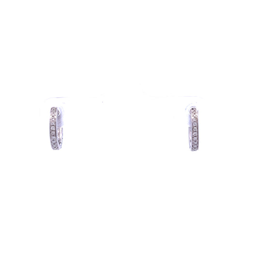 18ct White Gold Diamond Mini Hoop Earrings