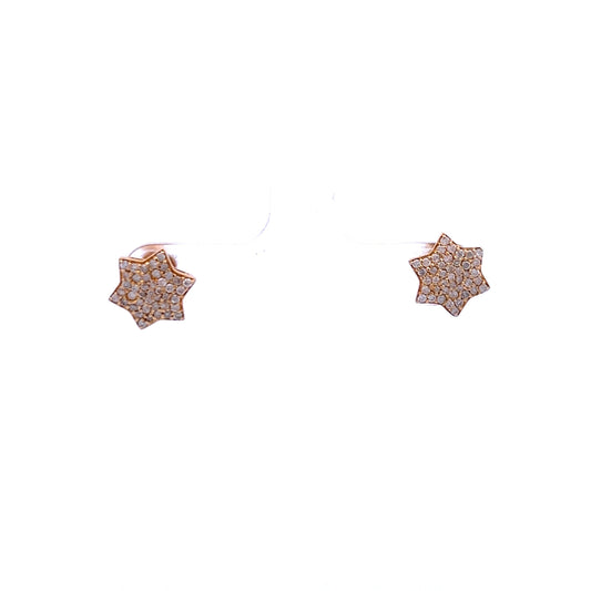 9ct Yellow Gold Diamond Pave Star Stud Earrings