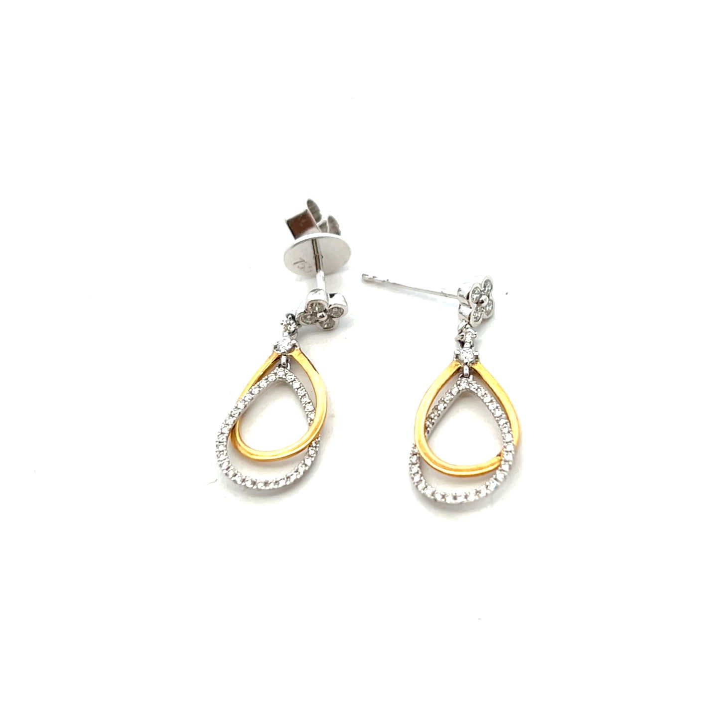 18ct White and Yellow Gold Diamond Drop Earrings