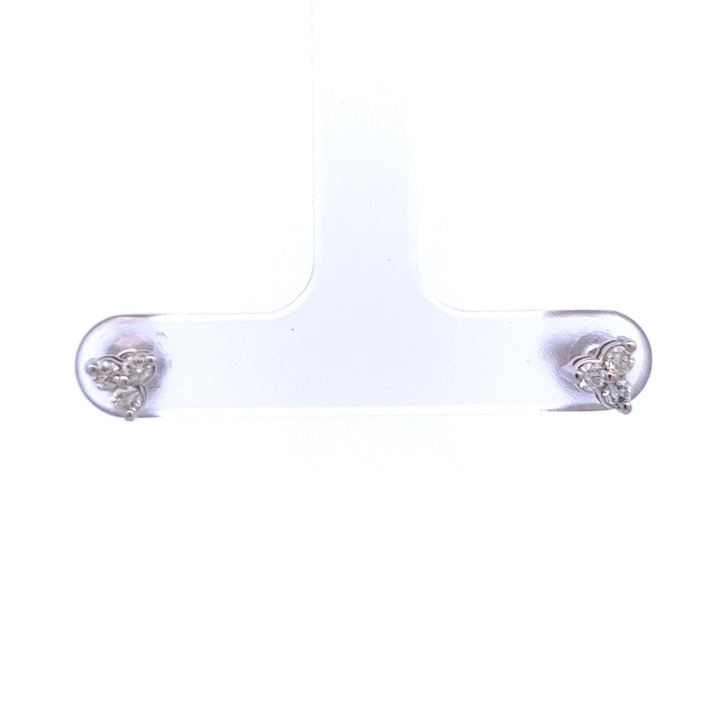 9ct White Gold Triple Diamond Stud Earrings