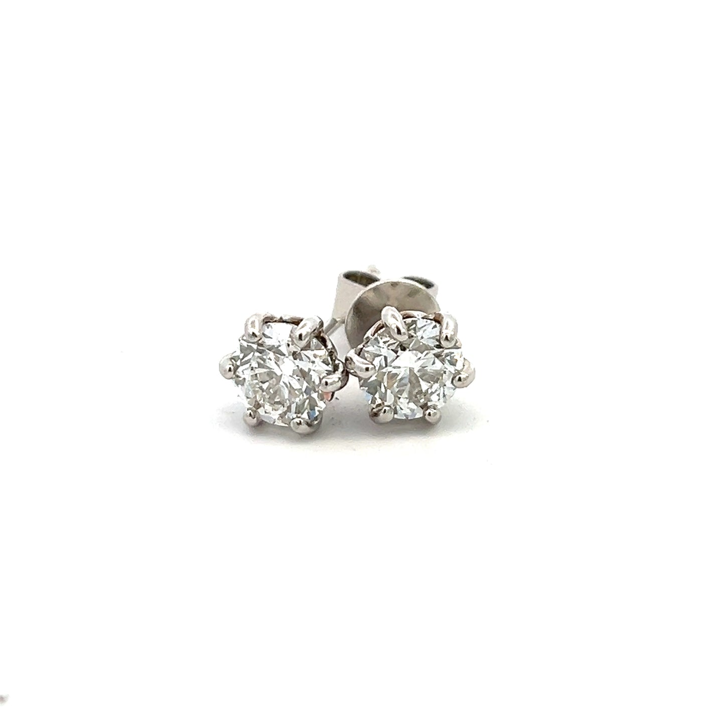 Platinum 2.00ct Brilliant Cut 6 Claw Diamond Stud Earrings