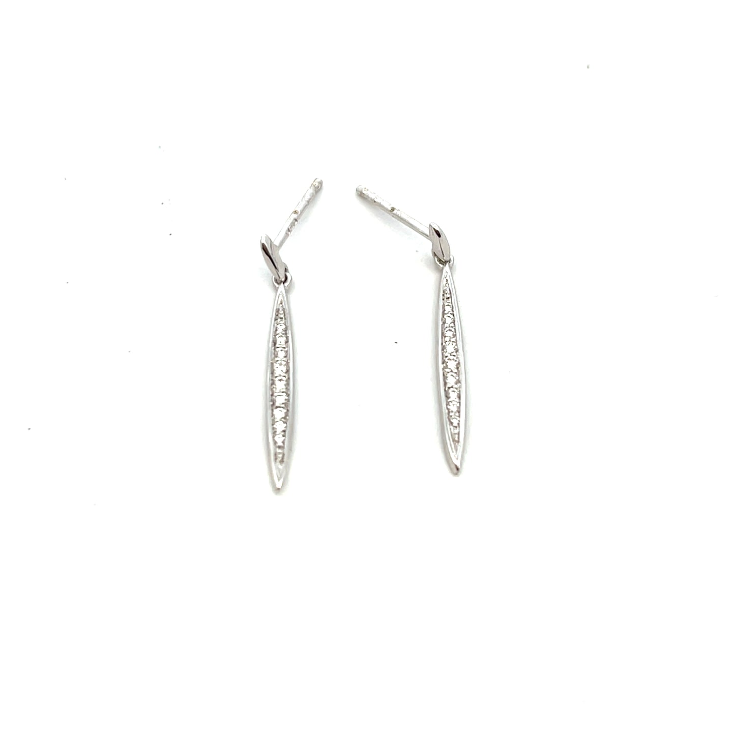 9ct White Gold 9 Brilliant Cut Diamond Drop Earrings