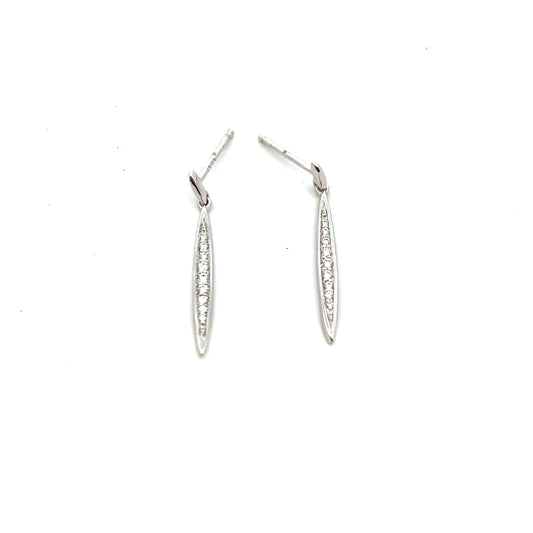 9ct White Gold 9 Brilliant Cut Diamond Drop Earrings