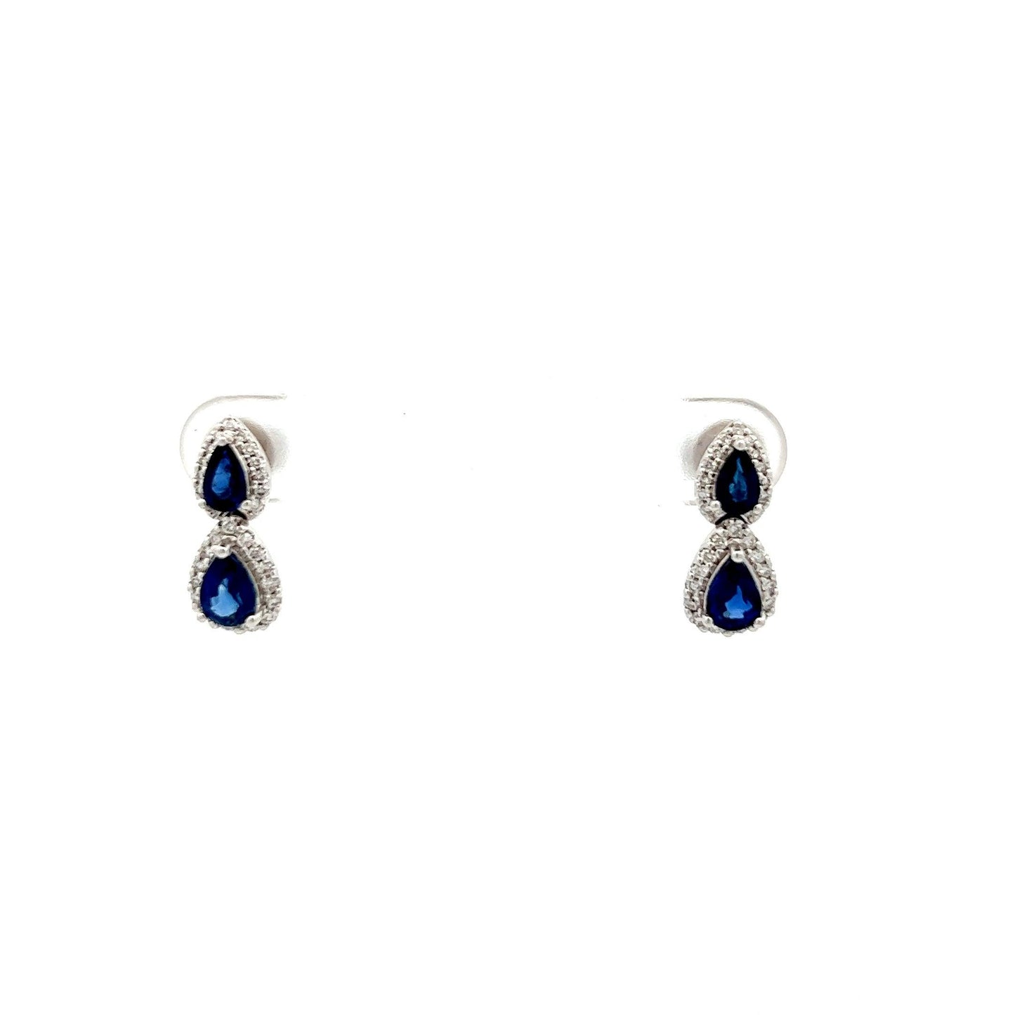 18ct White Gold Sapphire and Diamond Drop Earrings
