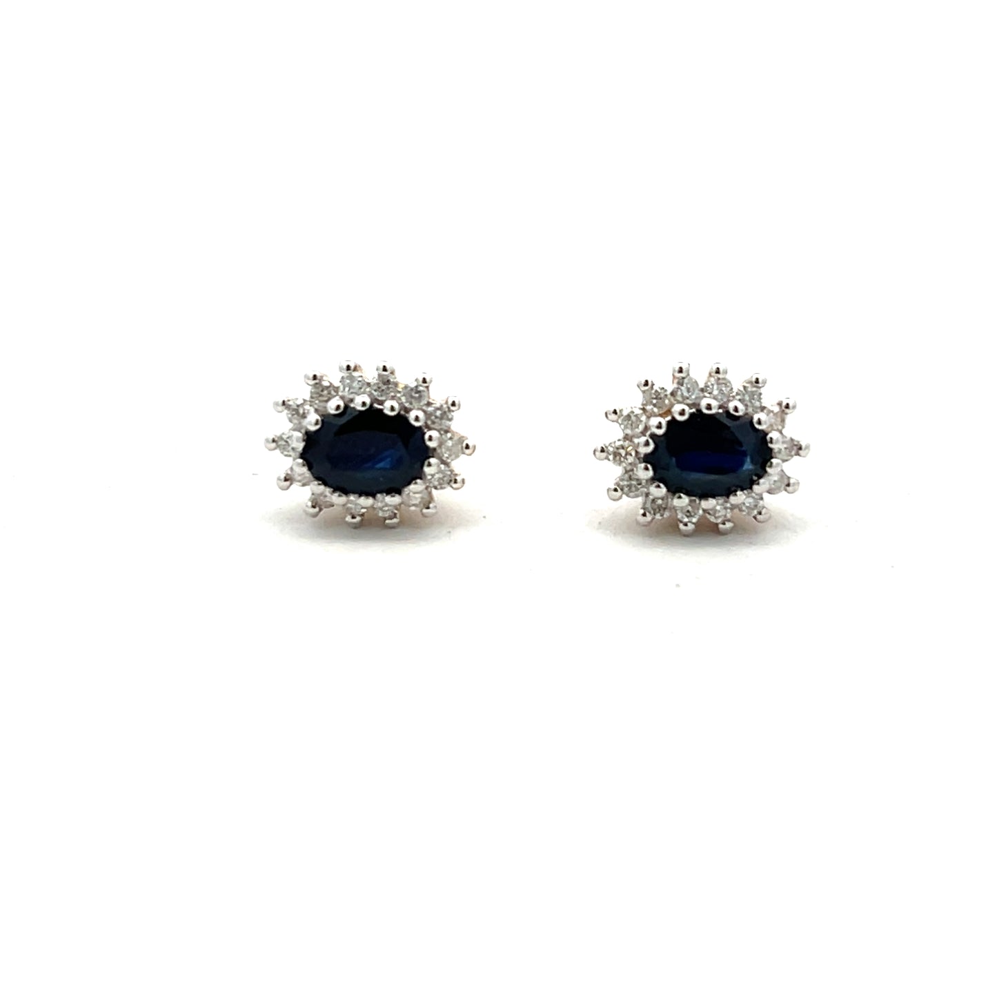 9ct Yellow Gold Sapphire and Diamond Cluster Stud Earrings