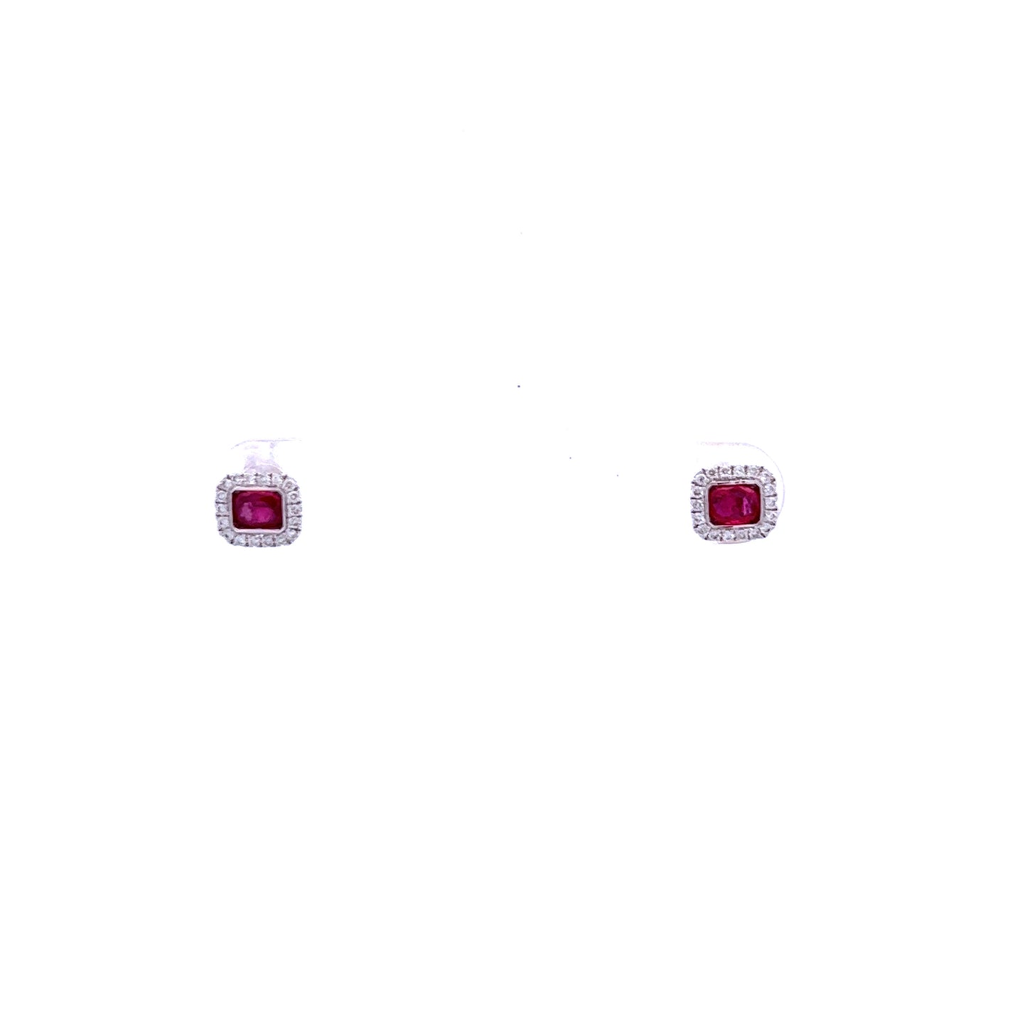18ct White Gold Ruby and Diamond Stud Earrings