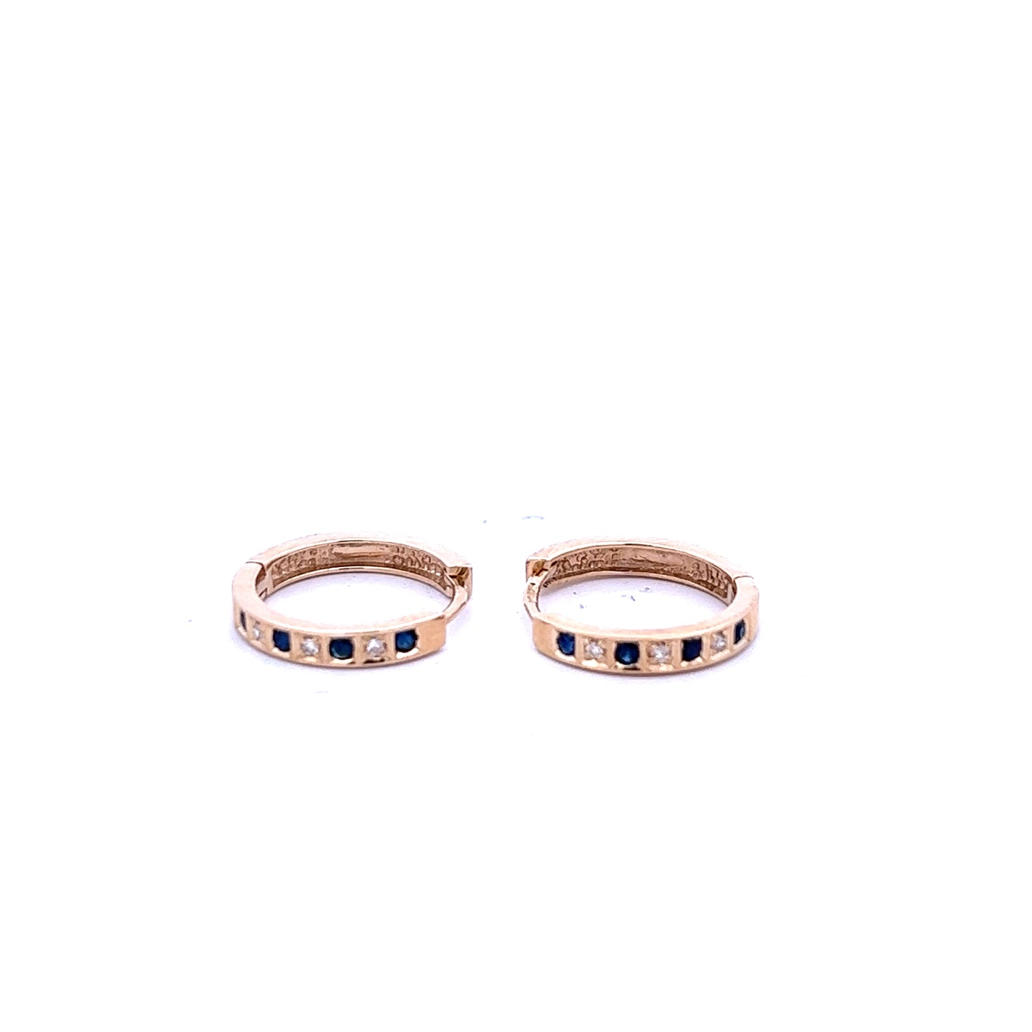 9ct Yellow Gold Sapphire and Diamond Hoop Earrings