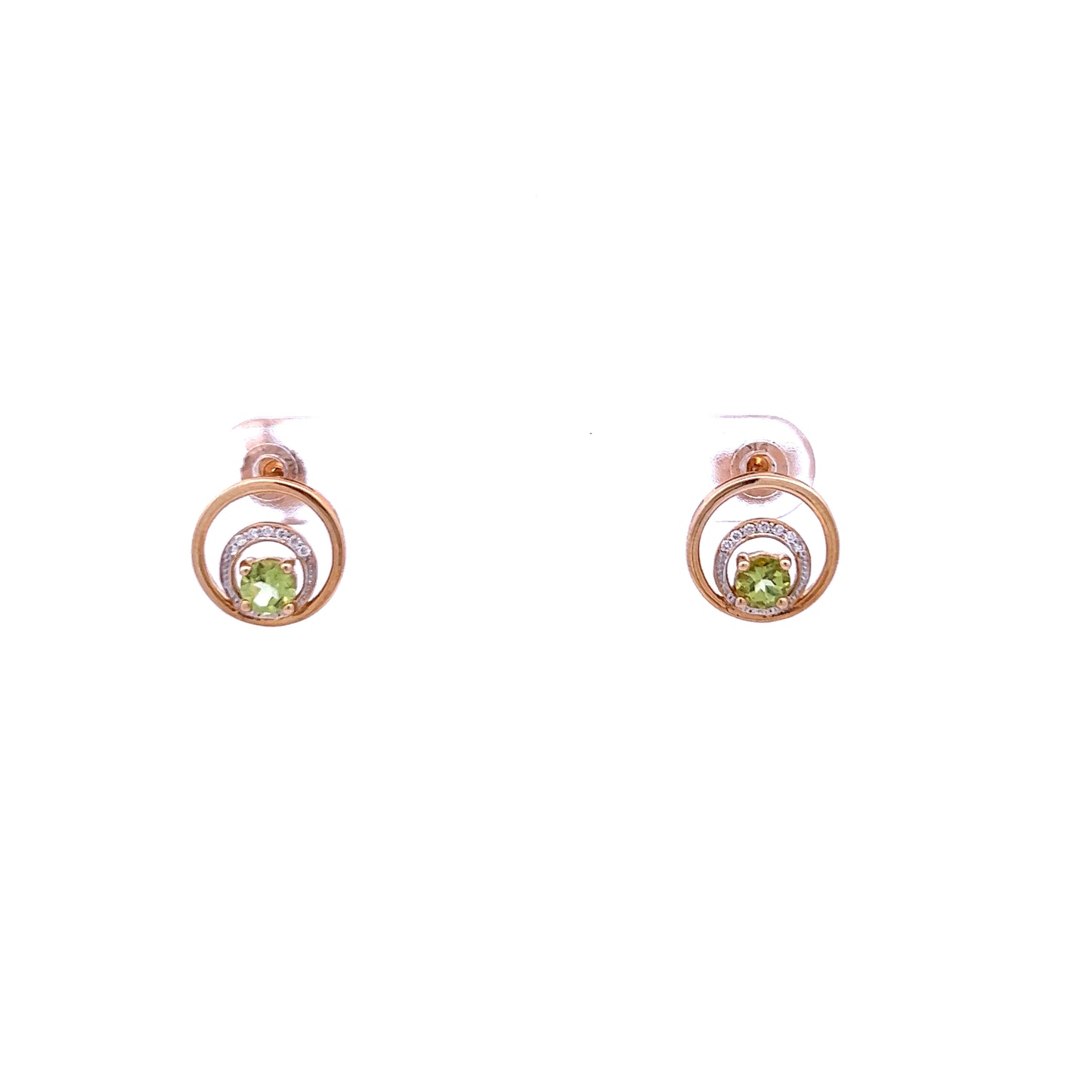 9ct Yellow Gold Peridot and Diamond Stud Earrings