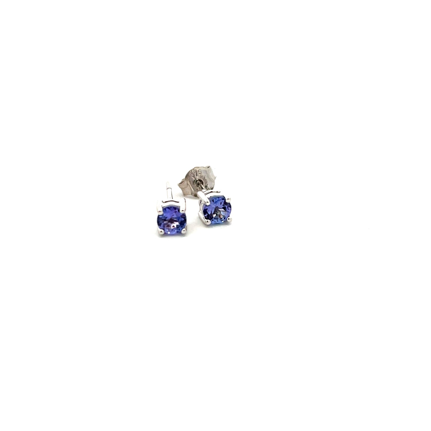 9ct White Gold 4mm Tanzanite Stud Earrings